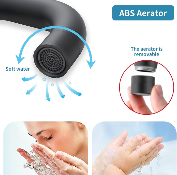 Wasserhahn Bad Schwarz, Edelstahl Waschtischarmatur Schwarz, 360° Drehbar Armatur Waschbecken für Ba