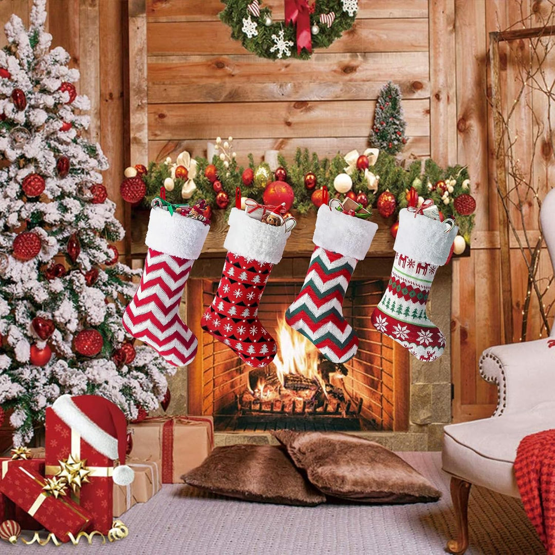 Lonsien Nikolausstrumpf gross 4 STK Weihnachtsstrumpf Geschenkbeutel Nikolausstiefel Personalisiert