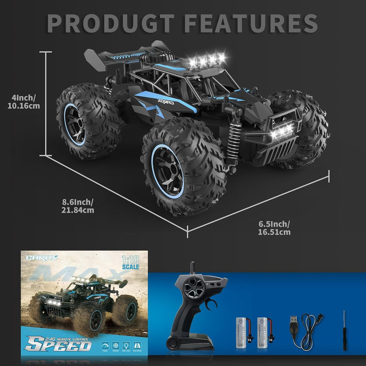 Carox 1:16 Massstab RC Auto für Kinder, 2.4GHz Hochgeschwindigkeits-Elektro-Monstertruck, 20km/h, Du
