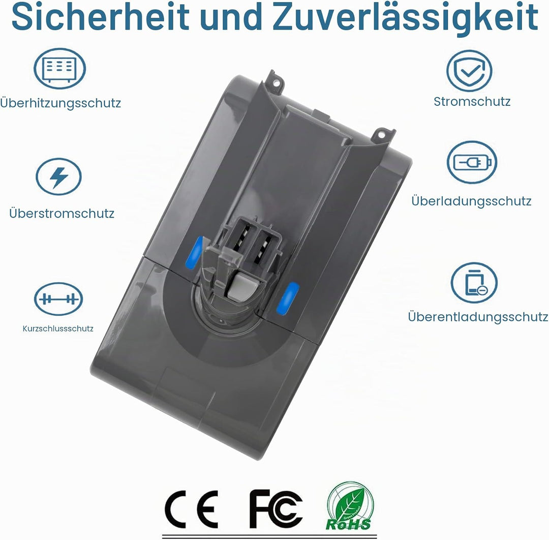 VOLT1799 V8 Akku 21,6V 4000mAh Li-ion Ersatzakku für Dyson V8 SV10 akku,Kompatibel mit Dyson V8 Abso