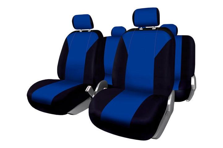Satz Universal-Sitzbezüge Firenze Blau und Schwarz. Airbag-kompatibel, Komplettsatz für 5 Sitze., FI