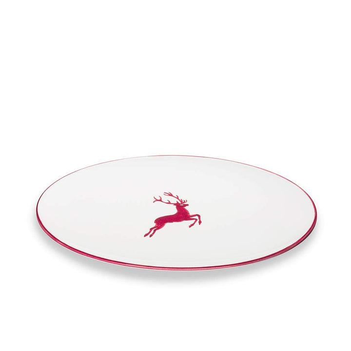 GMUNDNER KERAMIK Platte oval Grösse: l= 28 cm x b= 21 cm x h= 2.3 cm bordeauxroter Hirsch Geschirr,