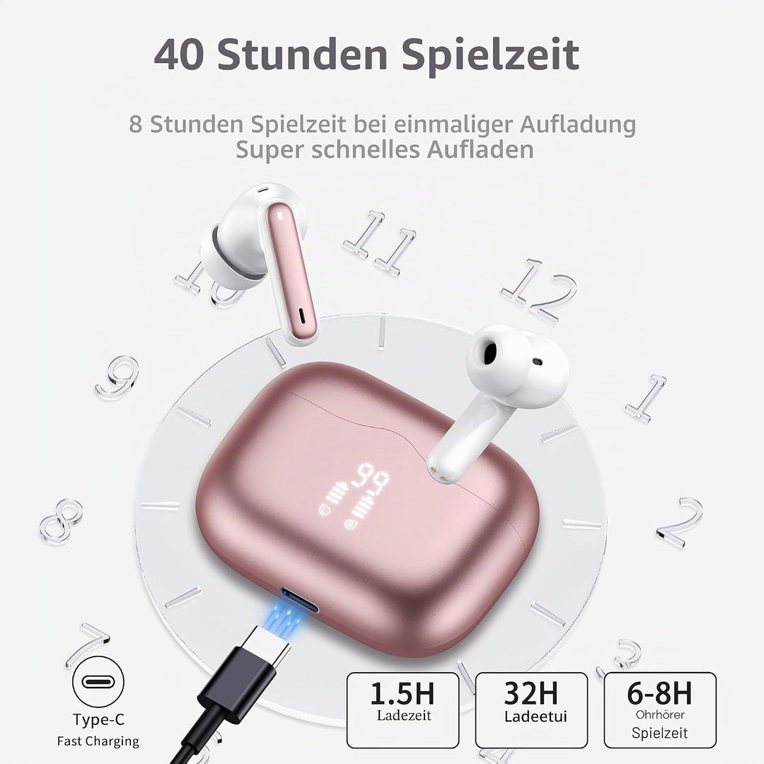 xinwld Kopfhörer Kabellos Bluetooth, In Ear Kopfhörer Bluetooth 5.4 mit ENC Noise Cancelling Mic, Ko