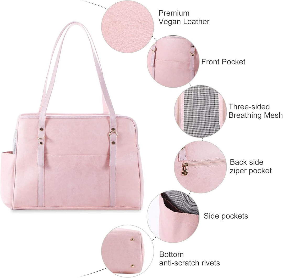 Hundetragetasche, modische Leder-Haustier-Tragetasche mit Taschen, von Fluggesellschaften zugelassen
