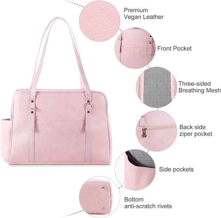 Hundetragetasche, modische Leder-Haustier-Tragetasche mit Taschen, von Fluggesellschaften zugelassen