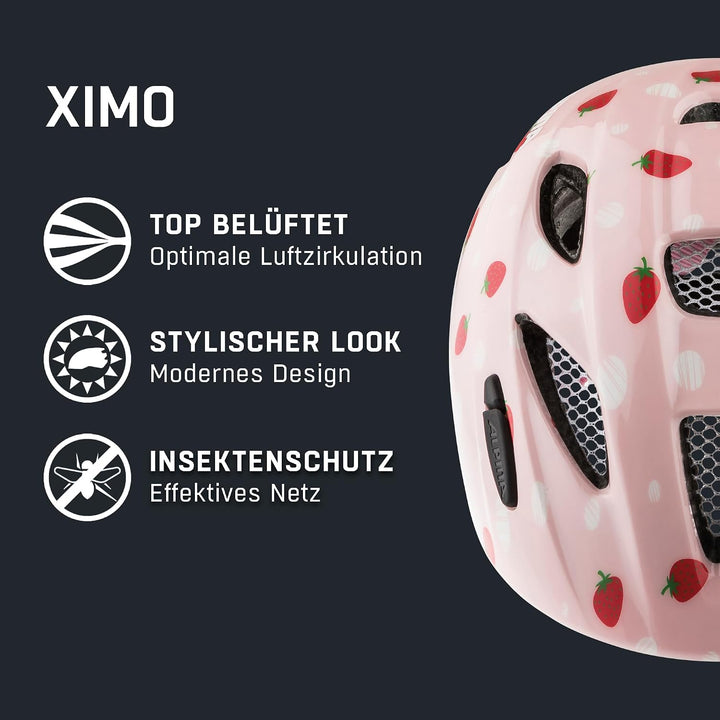 ALPINA XIMO - Leichter, Sicherer & Bruchfester Fahrradhelm Mit Optionalen LED-Licht Für Kinder straw