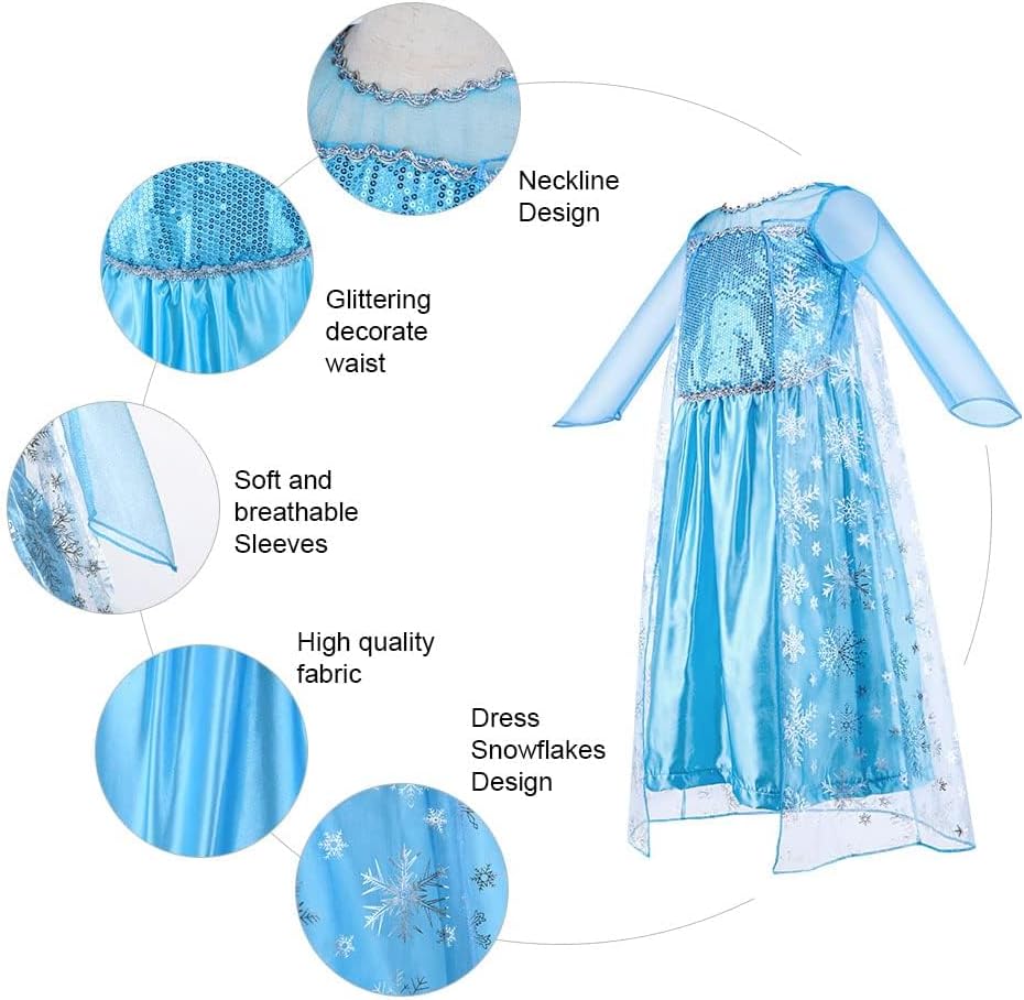 Vicloon Elsa kostüm mädchen, Elsa Kleid Kinder Set,elsa kostüm Accessoires für Mädchen,Halloween Wei