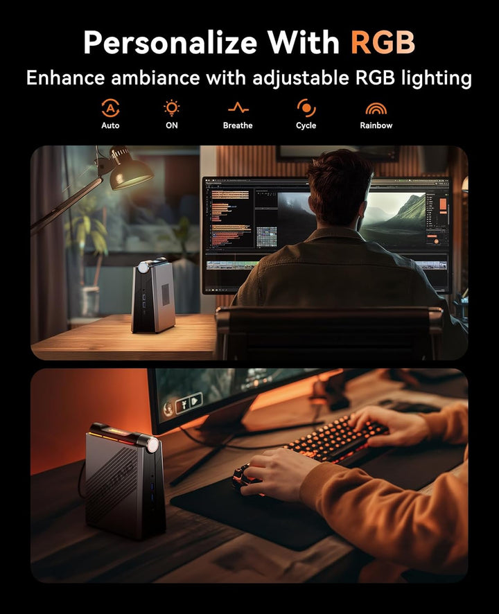 Mini PC Gaming AMD Ryzen 7 8845HS(8C/16T,4nm,bis zu 5,1 GHz), 32GB DDR5 5600MHz, 1TB NVME PCIe4.0 SS