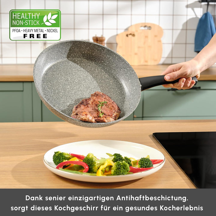 KARACA Gris Biogranit Pfannenset, 2-teilig - Perfekte Küchenbegleiter für müheloses Kochen