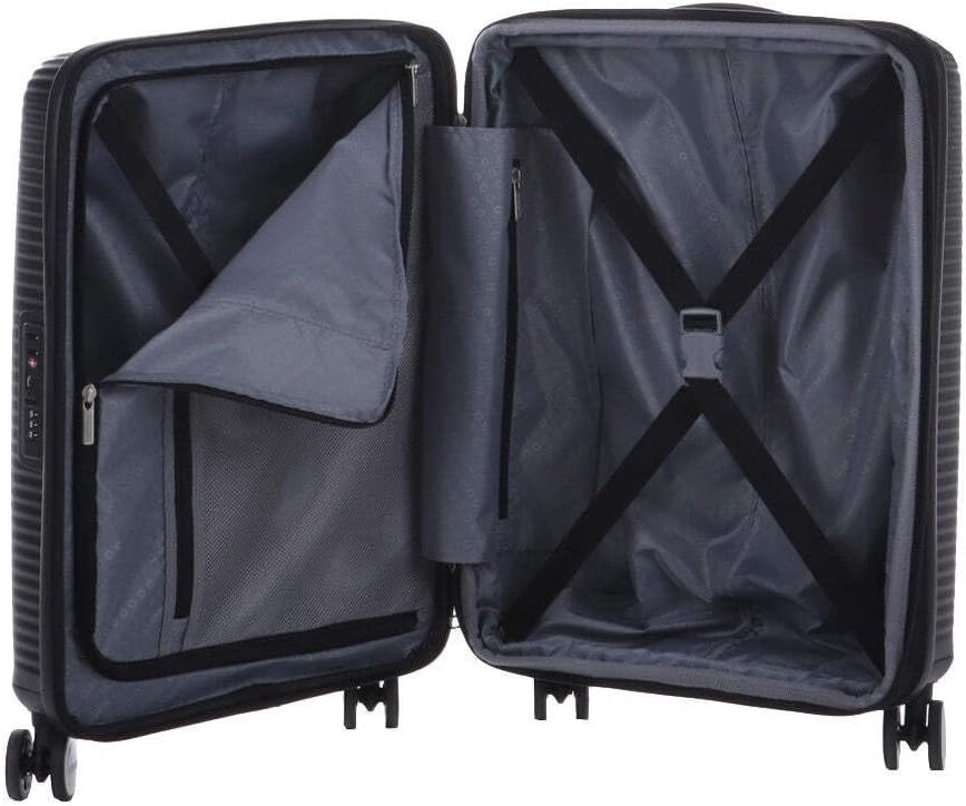 American Tourister Soundbox - Spinner S Erweiterbar Handgepäck, 55 cm, 41 L, Schwarz (Bass Black) Sc