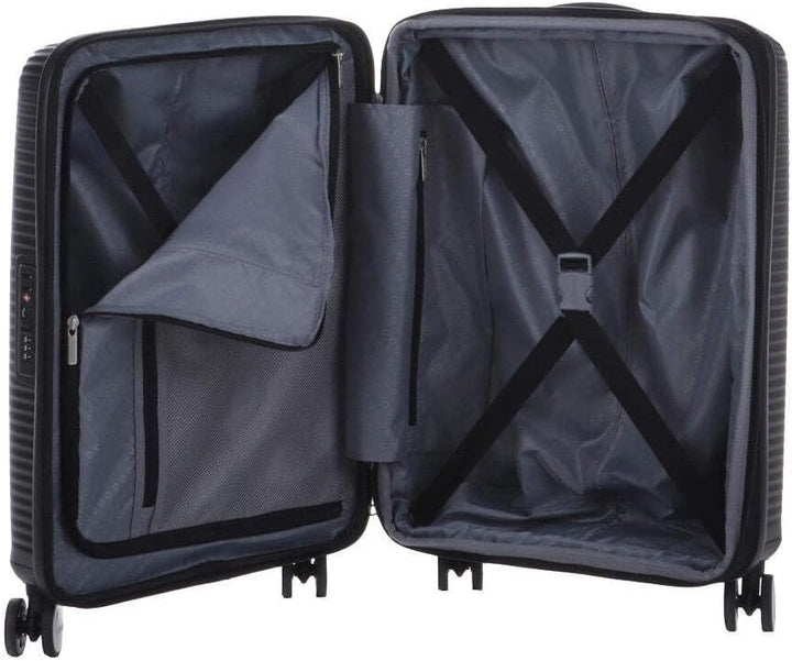 American Tourister Soundbox - Spinner S Erweiterbar Handgepäck, 55 cm, 41 L, Schwarz (Bass Black) Sc