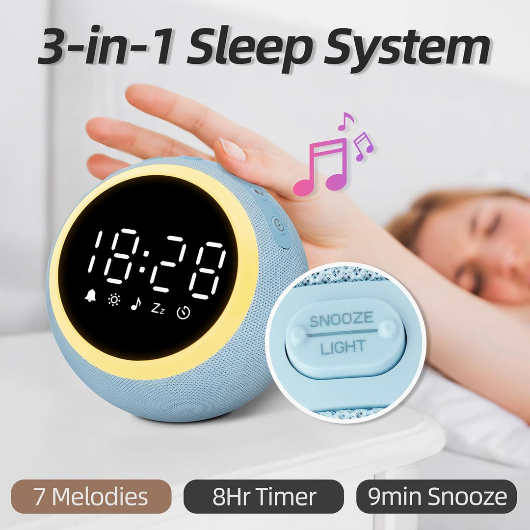 Smart Digital Wecker mit 25 Entspannungstönen, Nachtlicht, Schlummertaste, Timer & Einstellbarer Lau