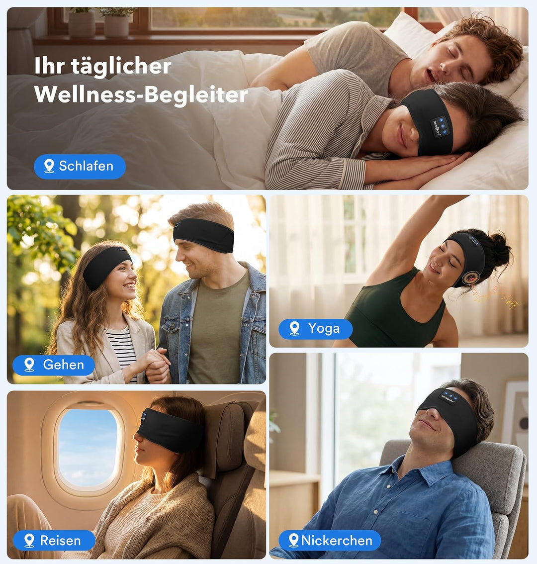 Schlafkopfhörer Bluetooth,Schlaf Kopfhörer Stirnband Bluetooth 5.4 Kopfhörer Geschenk für Männer/Fra