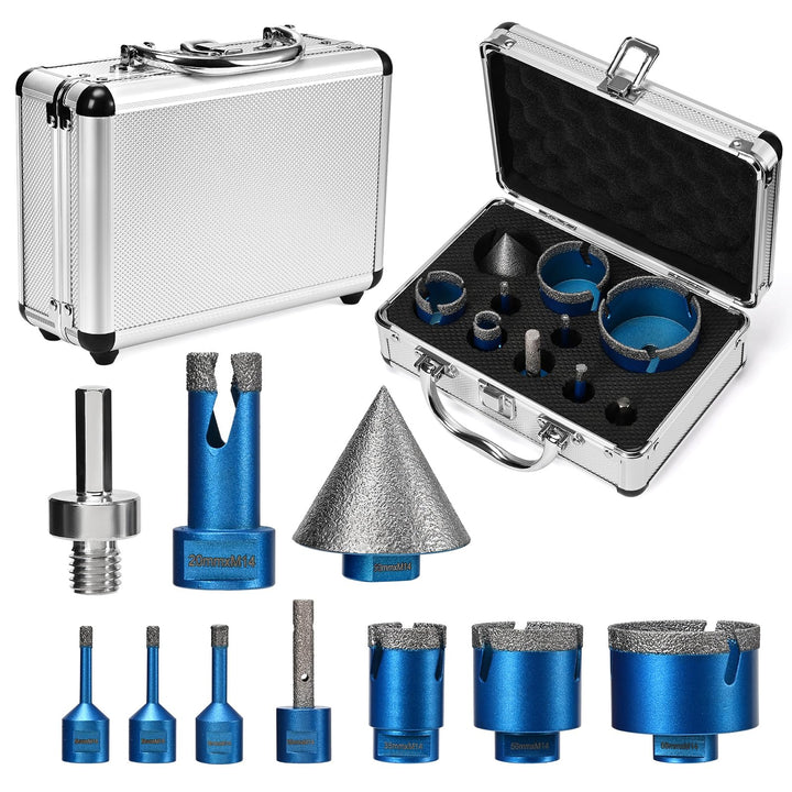 Diamant Fliesenbohrer Set 10 Stücke, 6/6/8/20/35/50/68mm, Diamant-Fasenbohrer /10mm Fingerbohrer/Dre