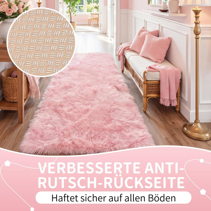VOFUSHON Wohnzimmer Hochflor Teppich,Shaggy Flur Läufer Teppich Modern Flauschiger Weich Teppich Gro