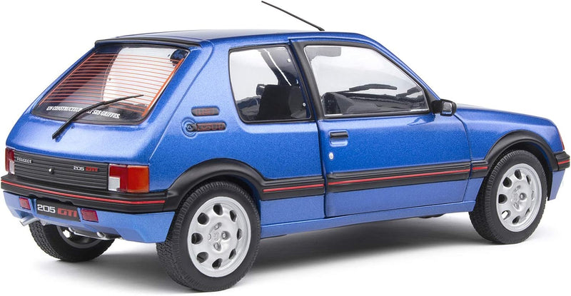 Solido 421186300 Peugeot 205 GTI, 1.9 L, MK1, 1988, Modellauto, Massstab 1:18, blau, Gelb/Rot/Schwar