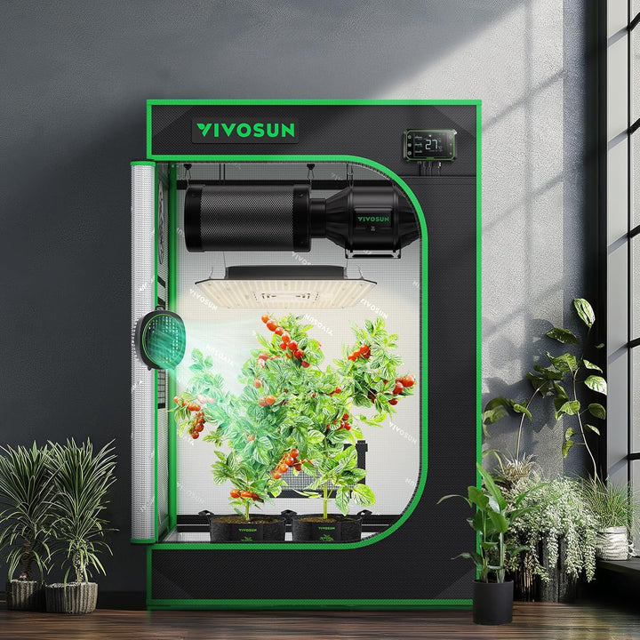 VIVOSUN Growzelt 60x60x90cm Grow Tent aus hochreflektierendes Mylar mit Sichtfenster und Bodenwanne