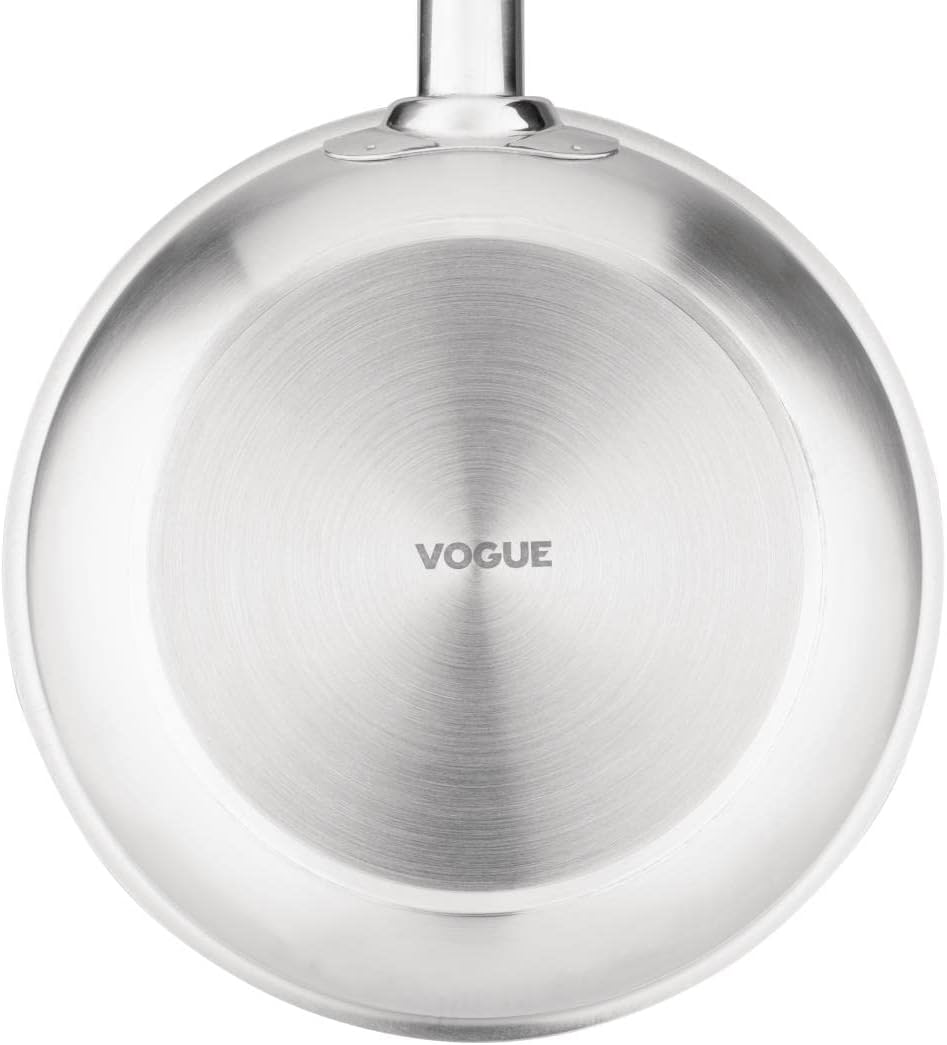 Vogue Edelstahl-Sauté-Bratpfanne 20 cm, Silber, 6,5 cm (H), induktionsgeeignet, verschweisster Griff