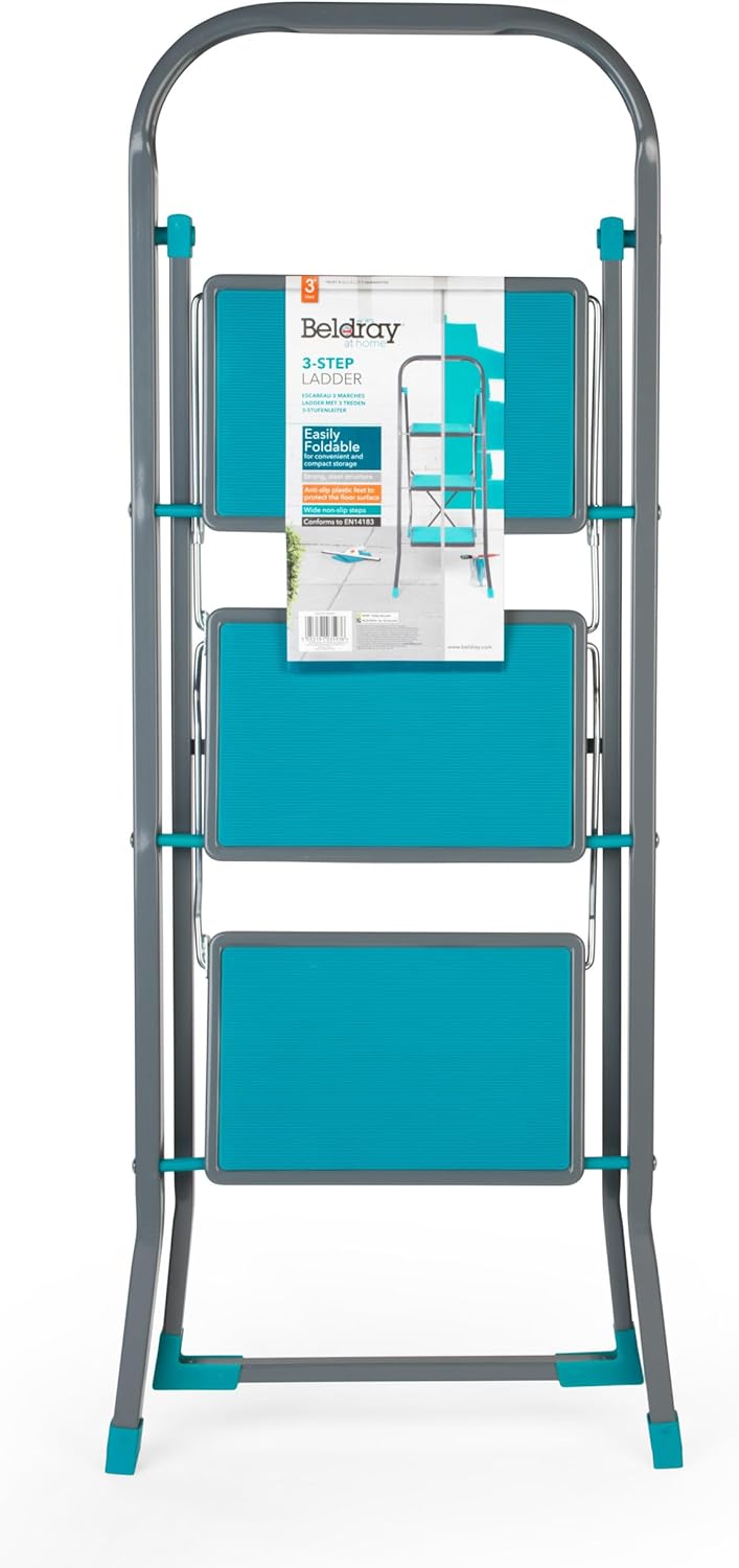 Beldray LA024510TQFEU7 3 Stufen Leiter - Klappbar/kompakt 105cm hohe Tritthocker, 150kg max Trittlei