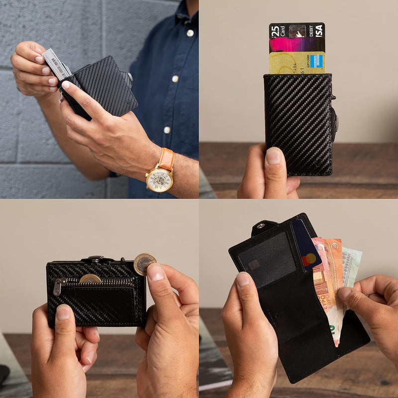 DONBOLSO Wallet Flip I Slim Wallet mit Flipcase I Leder Geldbeutel mit RFID Schutz I Schmale Geldbör