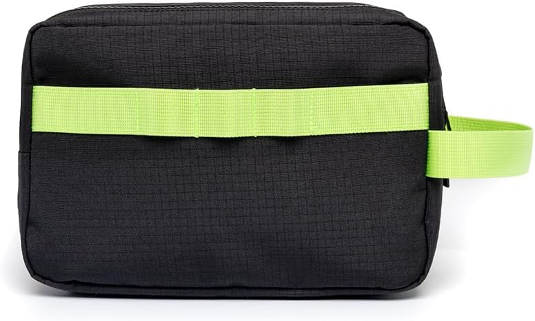 Lefrik Kei Washbag Kulturbeutel - 100% recycelter Stoff - umweltfreundlich Schwarz Limette, Schwarz