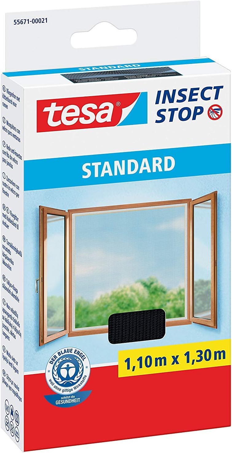 Tesa Fliegengitter für Standard-Fenster, weiss, leicht, 1,5 m x 1,8 m