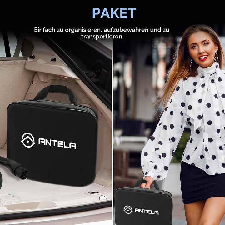 ANTELA Typ 2 Ladekabel 22kW/32A/7M, 3-Phasig für EV Elektroautos PHEV mit Tragetasche, 22kW/32A