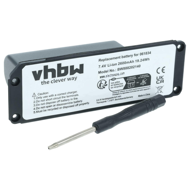 vhbw Akku kompatibel mit Bose SoundLink 413295, Mini Lautsprecher Boxen Speaker (2600 mAh, 7,4 V, Li