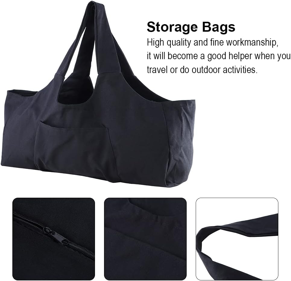 Grosse Yogamattentasche, Yogamatten Tote Gym Duffle Bag mit Seitentaschen für Damen Herren Schwarz,