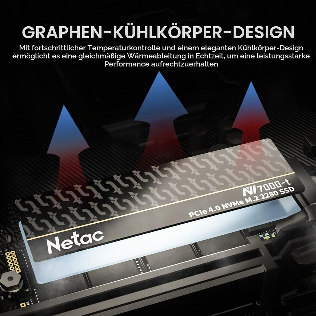 Netac NV7000-t 1TB M.2 NVMe Gen 4, Interne SSD 7300 MB/s Lesen, PCIe 4.0 X4, Internes Solid State La