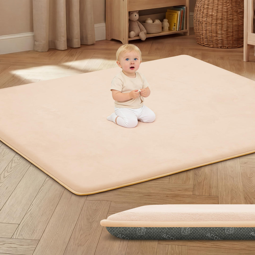 ACOMOPACK Baby Spielmatte aus 3cm dickem Memory-Schaumstoff, 180 x 200cm, Kinder Laufstallmatte für