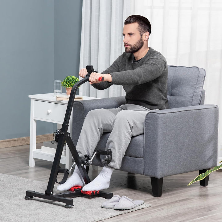 HOMCOM Pedaltrainer für Senioren Höhen- und Längenverstellbar Mini Heimtrainer mit Griff LCD Display