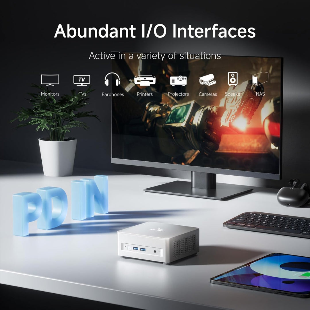 MINIS FORUM UM750L Slim Mini PC, AMD Ryzen 5 7545U Mini Computer (6C/12T, bis zu 4,9 GHz), 16 GB LPD