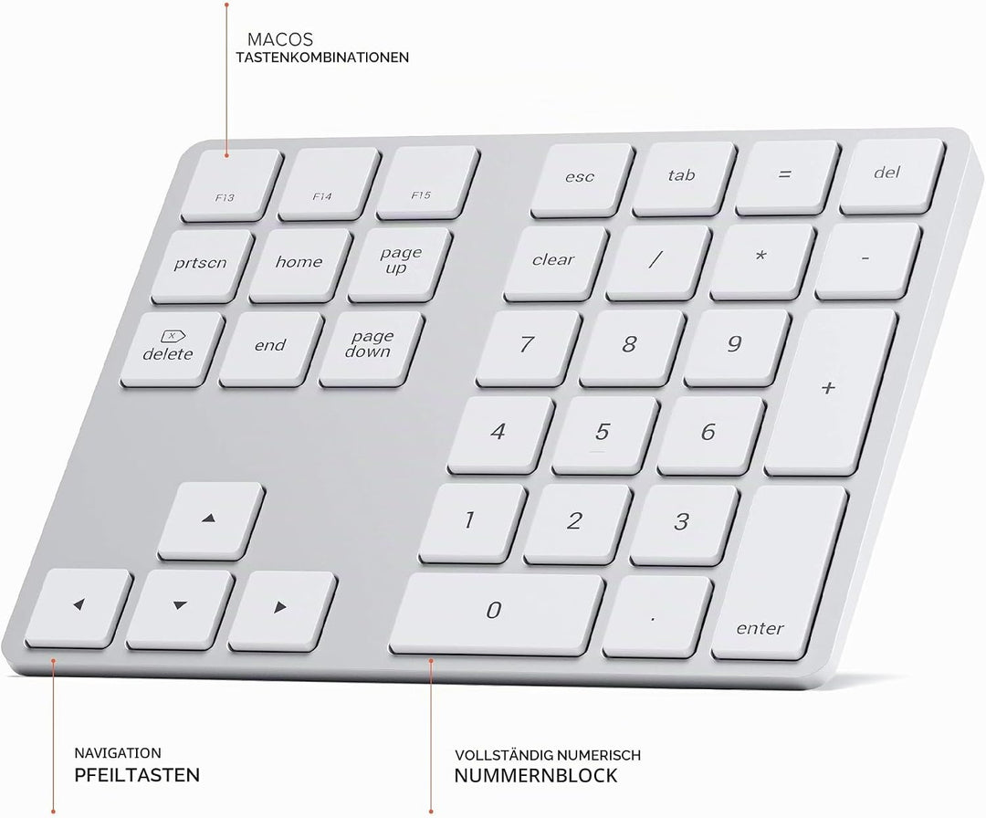 Satechi Bluetooth Extended Numeric Keypad – Schlanker wiederaufladbarer 34-Tasten-Nummernblock – Kom