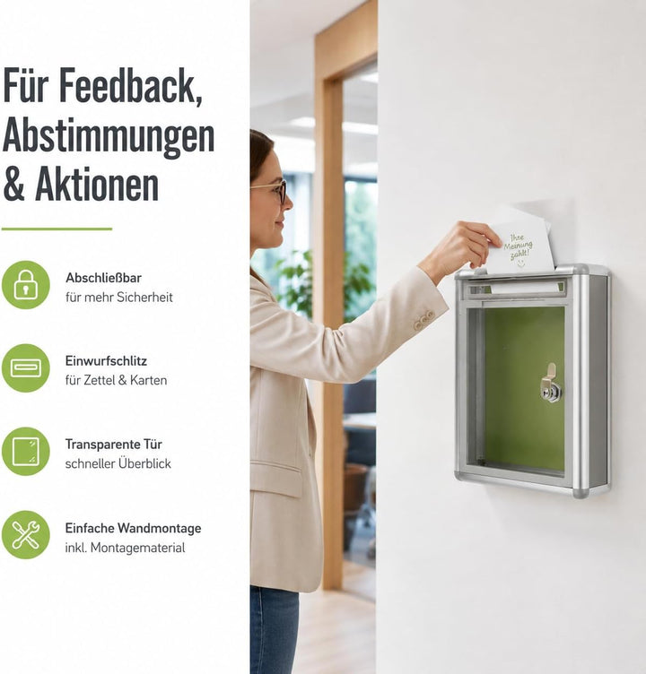 Gadpiparty Briefkasten Acryl Briefkasten Vorschlagsbox Abschliessbar Abstimmungsbox Wandbox Briefkas