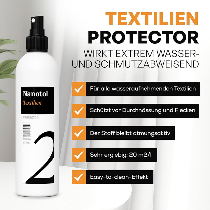 Nanotol Nano-Imprägnierspray mit Lotuseffekt für Leder, Wildleder, Stoff Textilien Protector - Pfleg