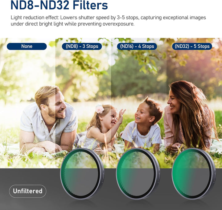 CYNOVA Osmo Action 6 ND Filter 3er Pack ND8, ND16, ND32, Osmo Action 6 Filterset Kompatibel mit DJI