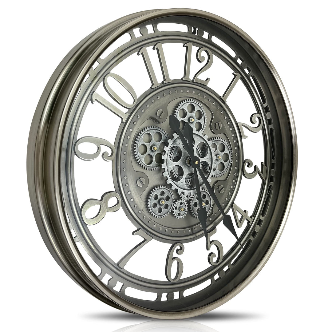 DORBOKER Wanduhr Gross mit Beweglichen Zahnrädern Moderne Industrial Steampunk XXL Vintage Retro Ant