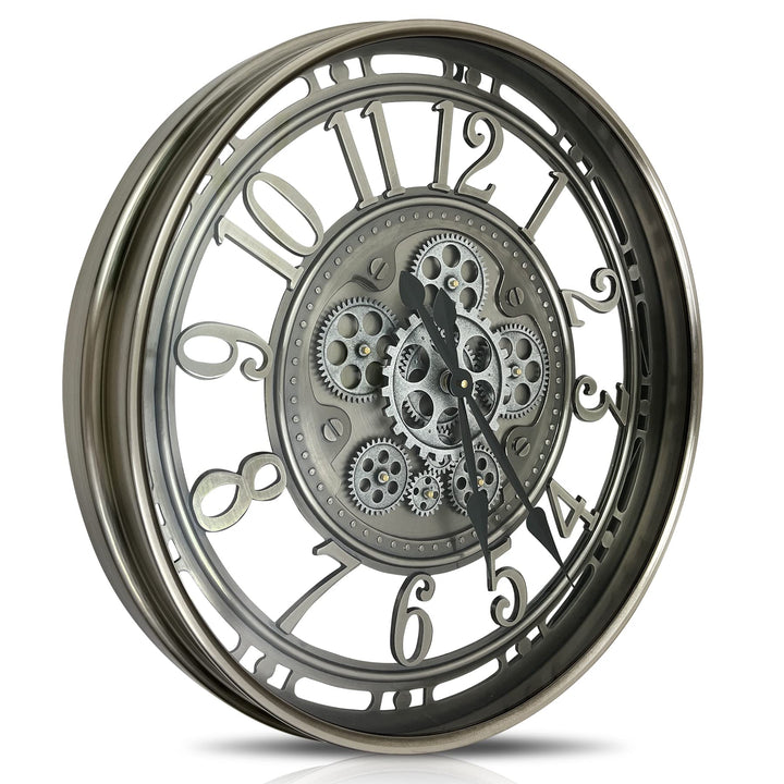 DORBOKER Wanduhr Gross mit Beweglichen Zahnrädern Moderne Industrial Steampunk XXL Vintage Retro Ant