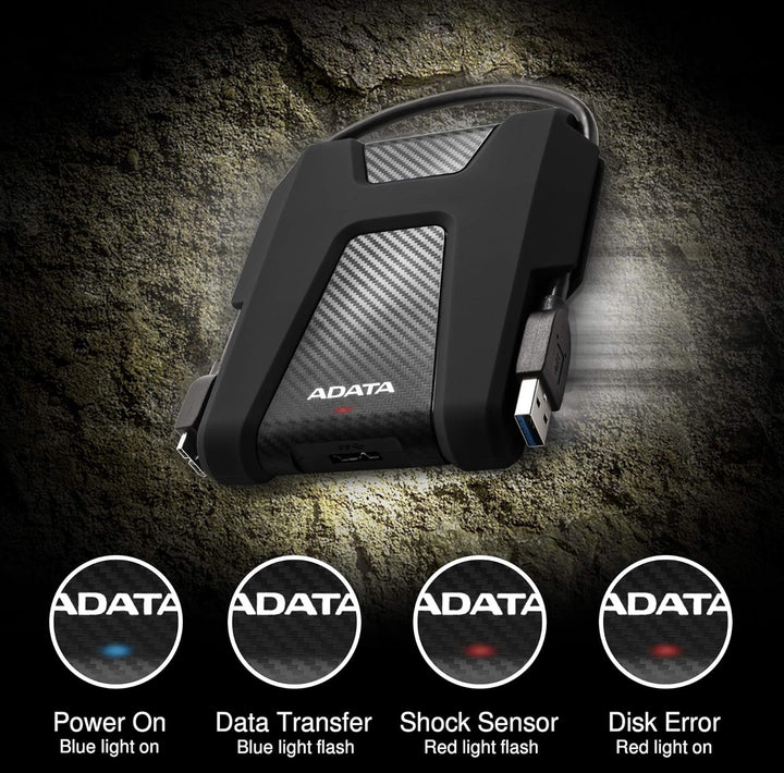 ADATA HD680 External Hard Drive 1000 GB Black Schwarz 1TB, Schwarz 1TB