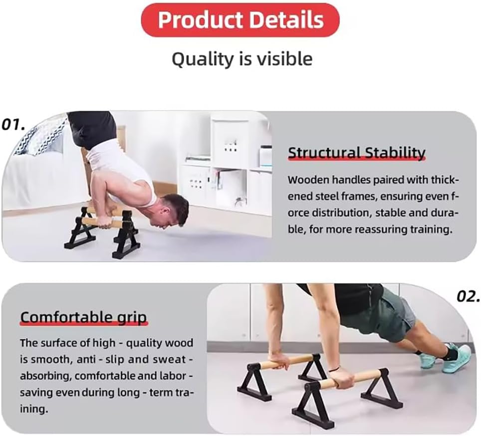 Parallettes Calisthenics,Mit Stabilem Stahlgestell Und Rutschfestem Umkehrstangen-Design,Geeignet Fü