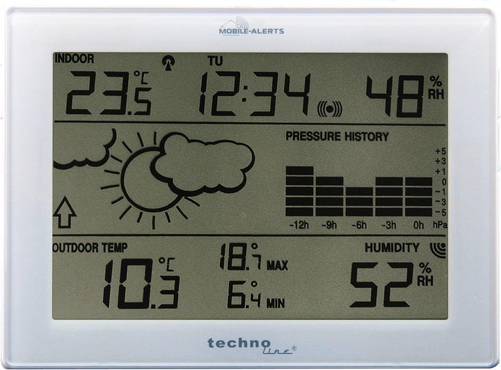 Technoline MA 10410 Wetterstation mit Anbindung zum MOBILE ALERTS Haus-Überwachungs-System, Weiss Si