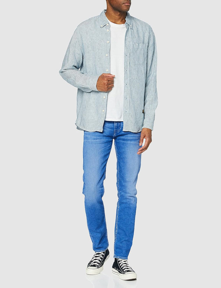 Kings of Indigo Herren Enda Pocket Freizeithemd, S Blau (Fine Stripe Blue 8104)
