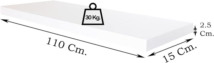 Henor Wandregal FSC® Holzwandregal 110 x 15 x 2.5 cm. Laden Sie 30 kg. Weiss 110 Weiss, P-15 Cm., 11