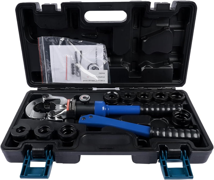 360° Hydraulisches Krimptool für Kupferrohre (12, 15, 18, 22, 28 mm) und PEX-AL-PEX Rohre (16, 20, 2
