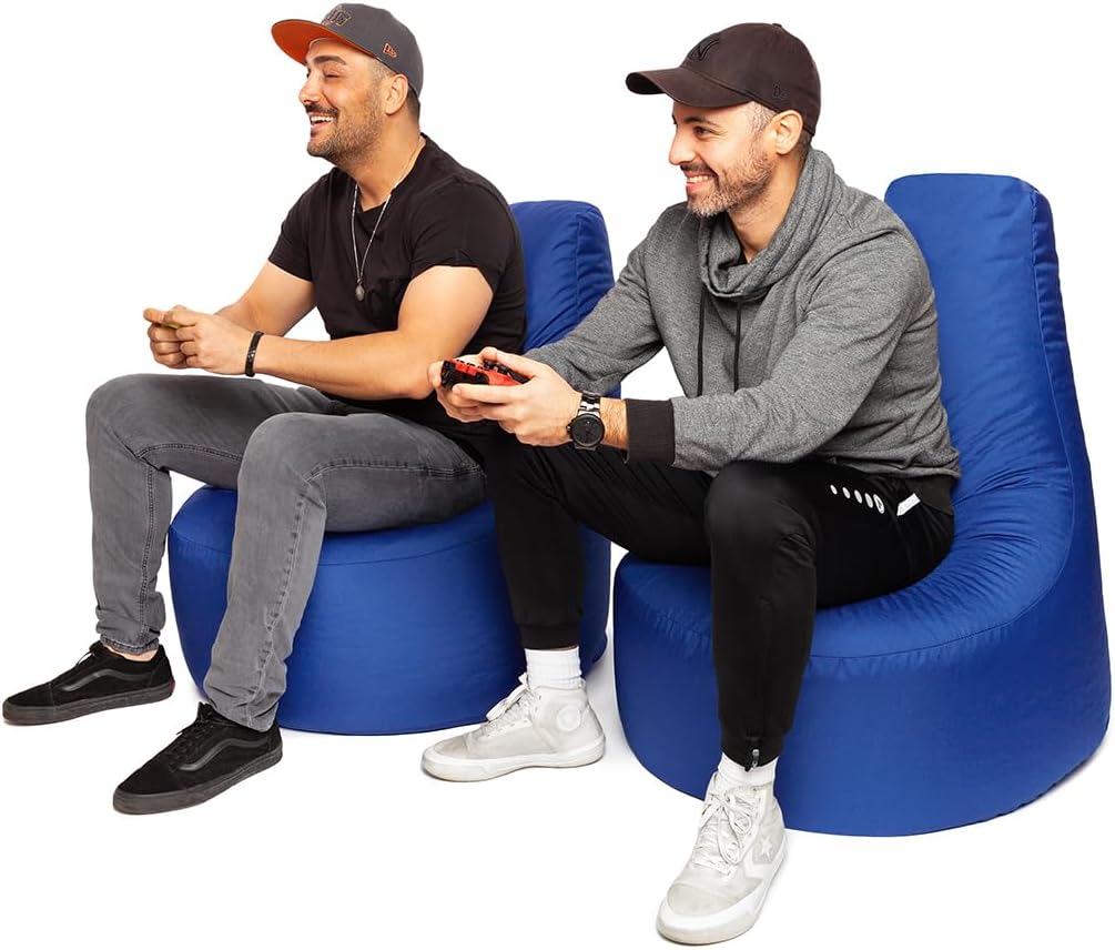 PATCH HOME Gamer Sessel Sitzsack inkl. Würfel Bean Bag Set Ø75cm, 30cm Sitzhöhe, 80cm Höhe + 35x35cm