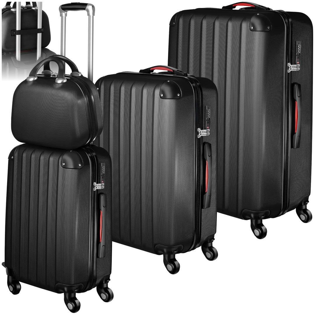 TecTake 800763 Kofferset 4-TLG., robuste Hartschalenkoffer, abnehmbare Rollen 360°, ineinander stape