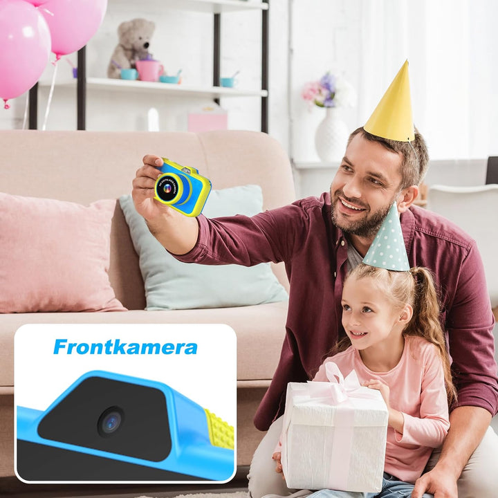 Kinderkamera, 3,5" Grosses Display |360°Rotierendes Zoomobjektiv | Kinder Kamera mit Selfies | LED-B