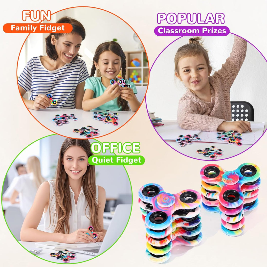 SCIONE 12er Pack Fidget Spinner - Premium Stressabbau-Set für Kinder (6,3 cm) | Farbige Finger Spinn