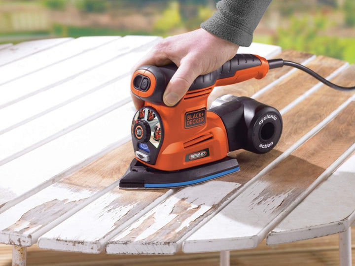 Black+Decker 4-in-1 Multischleifer (220W, mit Autoselect-Auswahl, werkzeuglosem Schleifplattenwechse